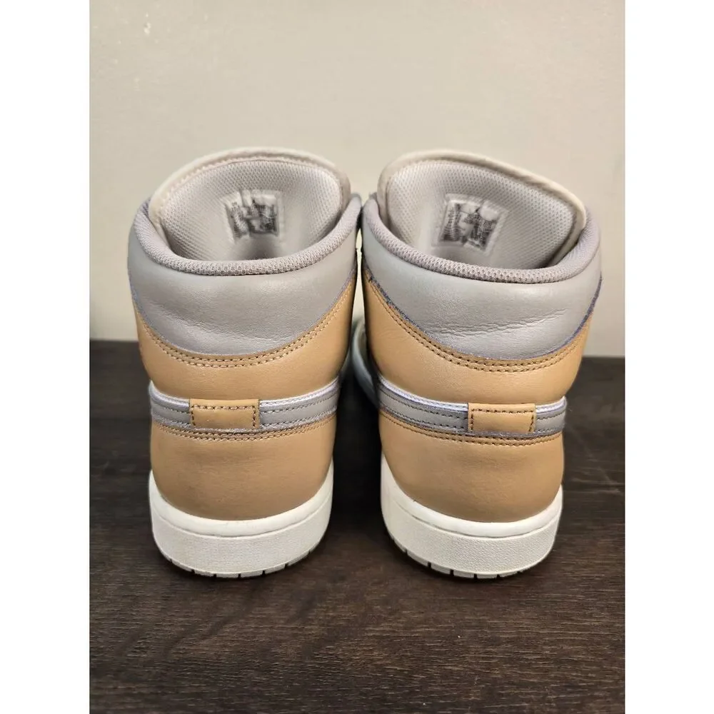 Air Jordan 1 Mid Men's Basketball Shoes Size 10.5 Tan Red